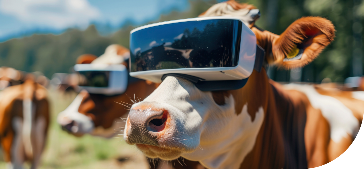 Kuh mit VR-Brille